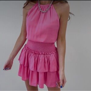 Pink high neck sassy short cake dress